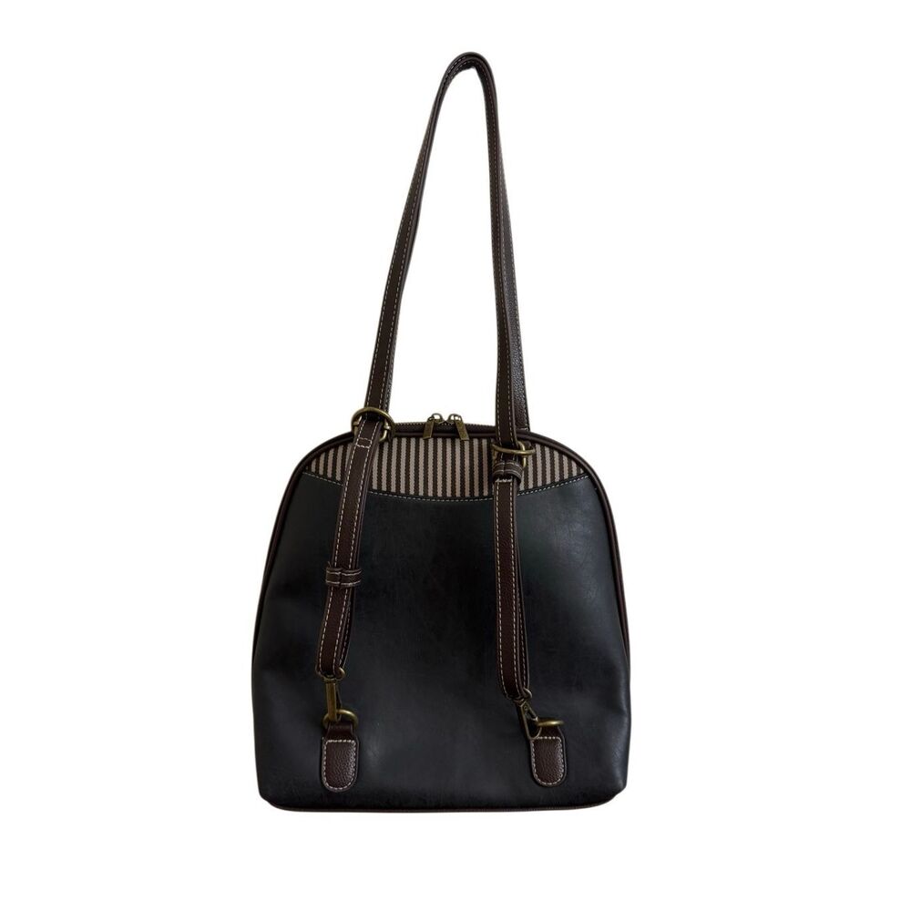 Chala Covertible Backpack / Shoulder Bag Black Faux Leather Dragonfly - Picture 4 of 10